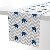 Baby Elephants in Navy and Gray Chevron