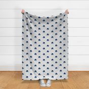 Baby Elephants in Navy and Gray Chevron