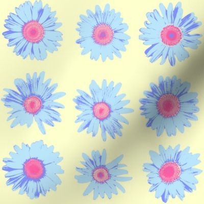 crazy daisy - summercolors pink and blue on cream