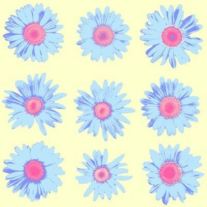 crazy daisy - summercolors pink and blue on cream