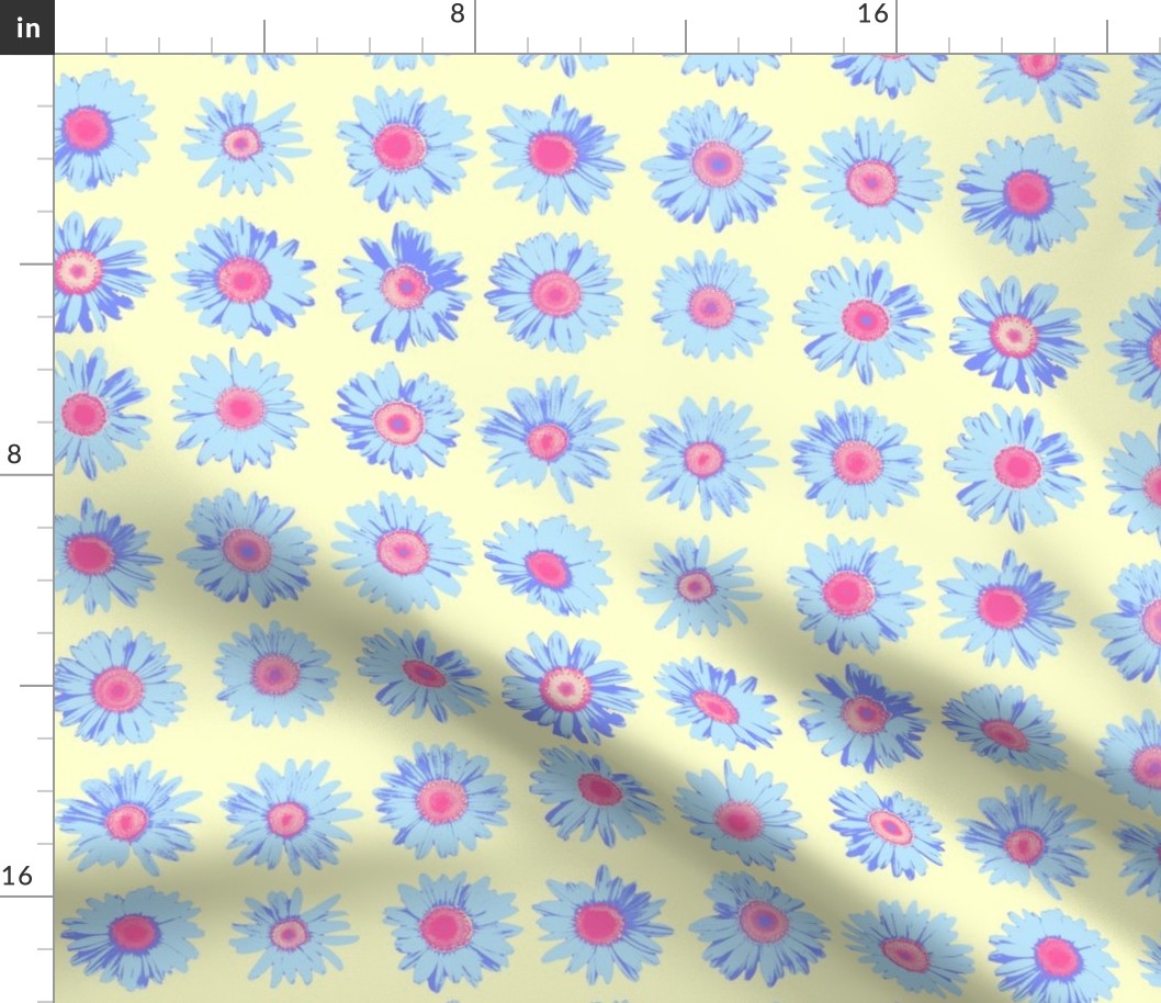 crazy daisy - summercolors pink and blue on cream