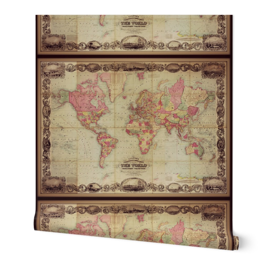 world map 7, antique, XL (large yard)
