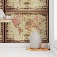 world map 7, antique, XL (large yard)