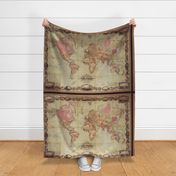 world map 7, antique, XL (large yard)