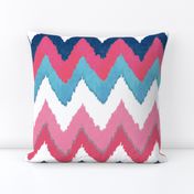 Watercolor Ikat Chevron in Navy, Fuchsia and Aqua