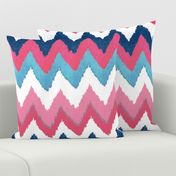 Watercolor Ikat Chevron in Navy, Fuchsia and Aqua