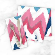 Watercolor Ikat Chevron in Navy, Fuchsia and Aqua