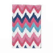 Watercolor Ikat Chevron in Navy, Fuchsia and Aqua