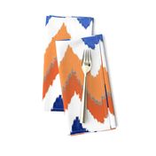 Watercolor Ikat Chevron in Blue and Tangerine Fusion