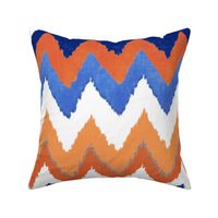 Watercolor Ikat Chevron in Blue and Tangerine Fusion