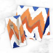 Watercolor Ikat Chevron in Blue and Tangerine Fusion