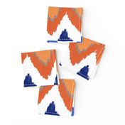 Watercolor Ikat Chevron in Blue and Tangerine Fusion