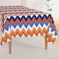 Watercolor Ikat Chevron in Blue and Tangerine Fusion