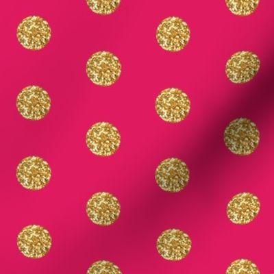 Gold Glitter Dots on Fuschia
