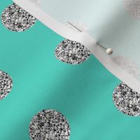 Silver Glitter Dots in Teal