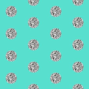 Silver Glitter Dots in Teal