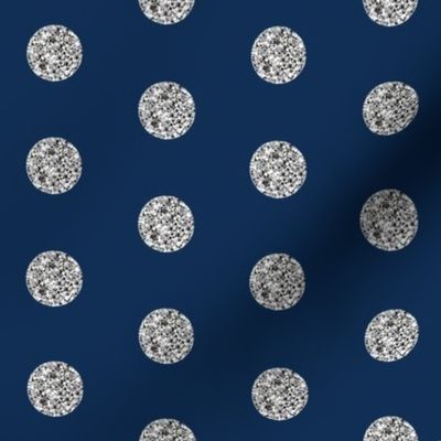 Silver Glitter Dots Beaucoup! on Classic Navy