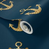 Anchors Aweigh in Gold Glitter on Navy