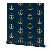 Anchors Aweigh in Gold Glitter on Navy