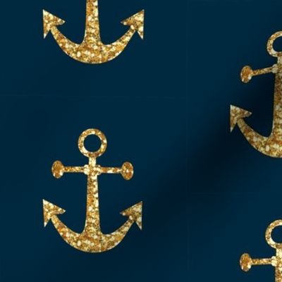 Anchors Aweigh in Gold Glitter on Navy