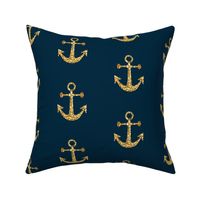 Anchors Aweigh in Gold Glitter on Navy