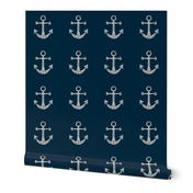 Anchors Aweigh in Silver Glitter on Navy