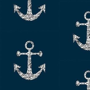 Anchors Aweigh in Silver Glitter on Navy