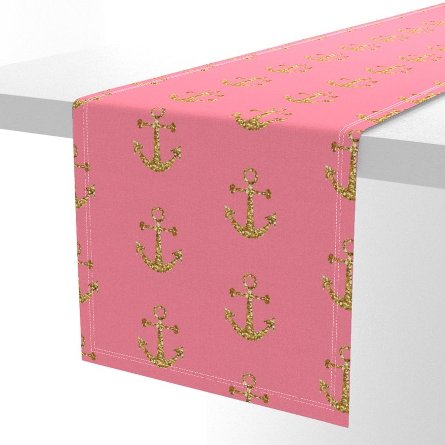 Anchors Aweigh, Gold Glitter on Pink