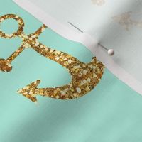 Anchors Aweigh in Gold Glitter and Mint