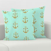 Anchors Aweigh in Gold Glitter and Mint