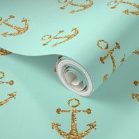 Anchors Aweigh in Gold Glitter and Mint