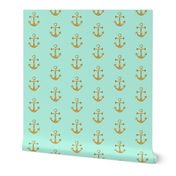 Anchors Aweigh in Gold Glitter and Mint