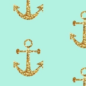 Anchors Aweigh in Gold Glitter and Mint
