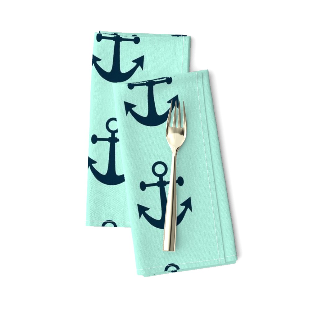 Anchors Aweigh in Nautical Navy and Mint