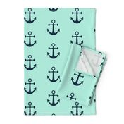 Anchors Aweigh in Nautical Navy and Mint