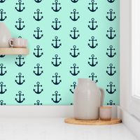 Anchors Aweigh in Nautical Navy and Mint