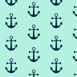 Anchors Aweigh in Nautical Navy and Mint