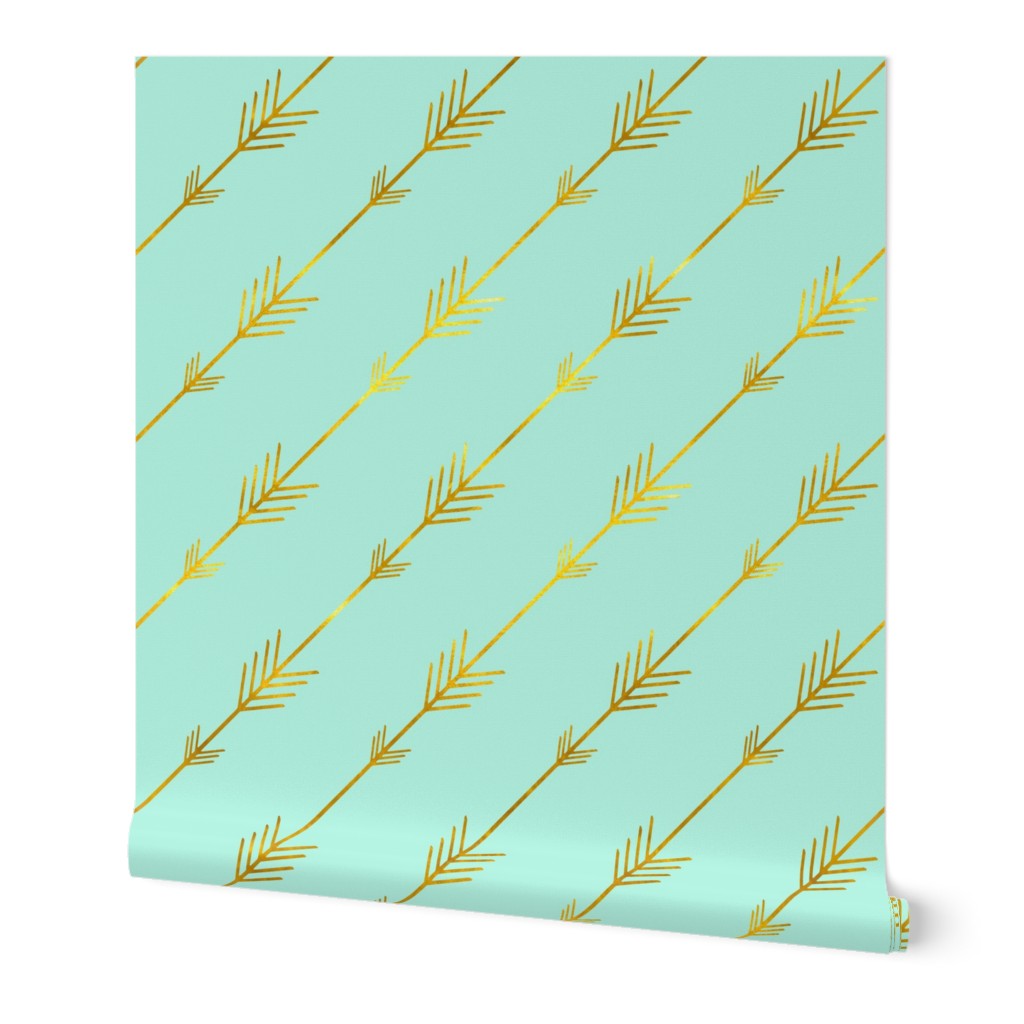 Gold Arrows on Bright Mint