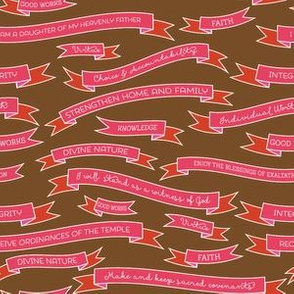 Young Women's Theme and Values Banner Fabric [Red/Pink]