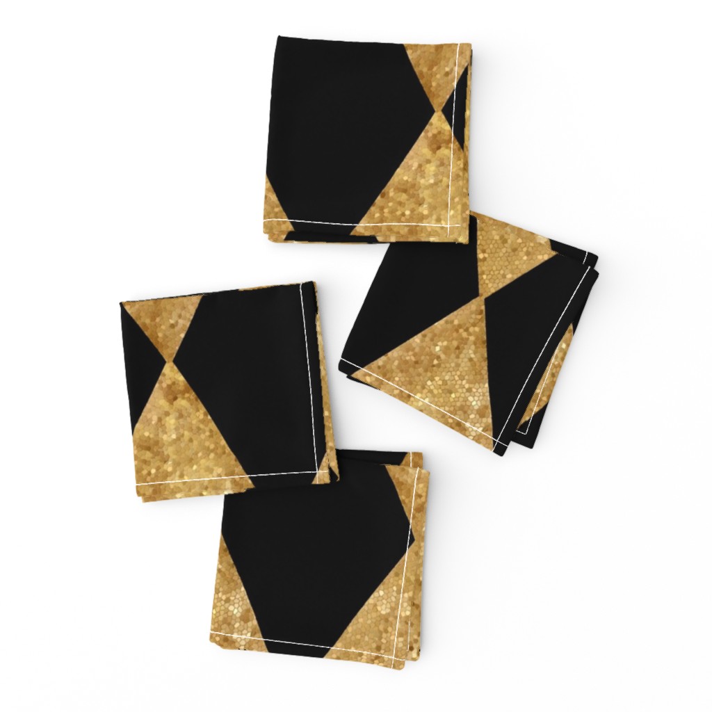 Harlequin Diamonds ~ Black and Antique Gold Mosaic  