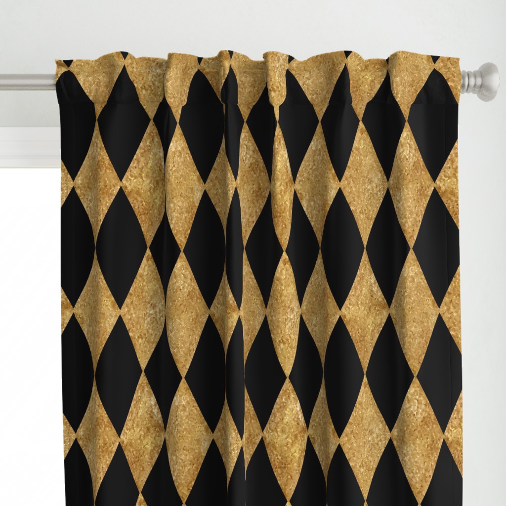 Harlequin Diamonds ~ Black and Antique Gold Mosaic  