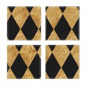 Harlequin Diamonds ~ Black and Antique Gold Mosaic  