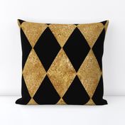 Harlequin Diamonds ~ Black and Antique Gold Mosaic  