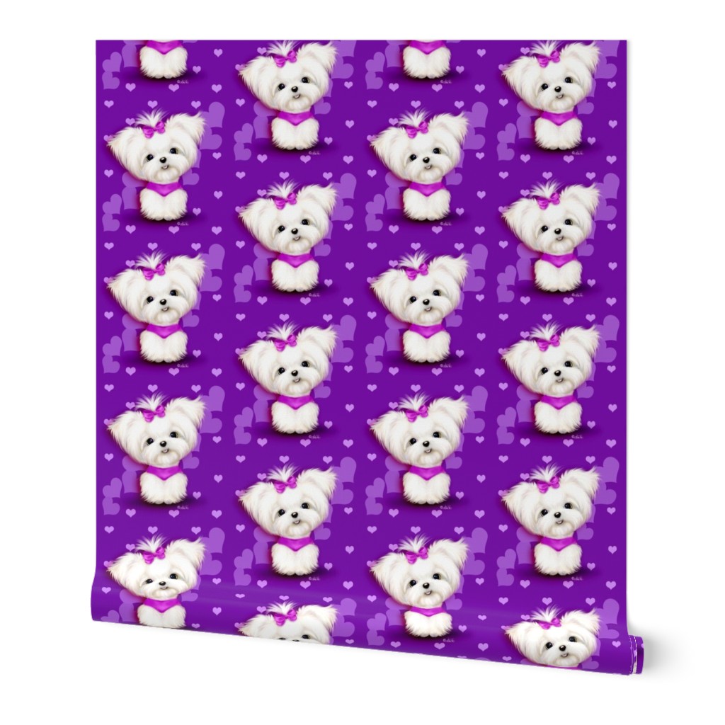 Maltese purple hearts smaller print