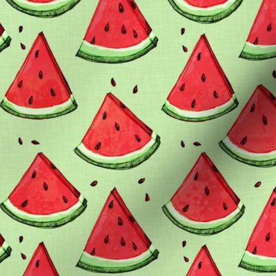 Watermelon on green (texture)