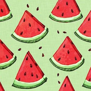 Watermelon on green (texture)