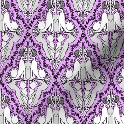 Cat Damask in Purrrfect Purrrple