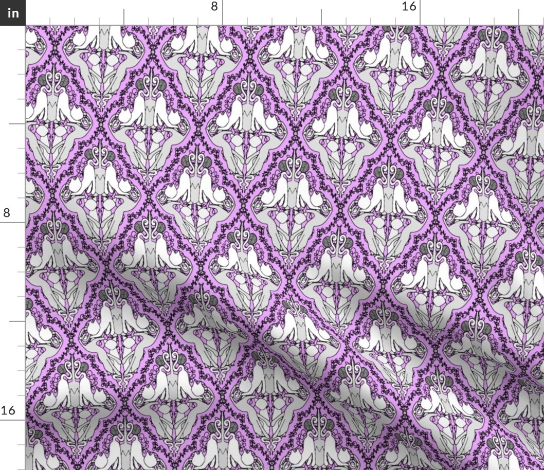 Cat Damask in Purrrfect Purrrple