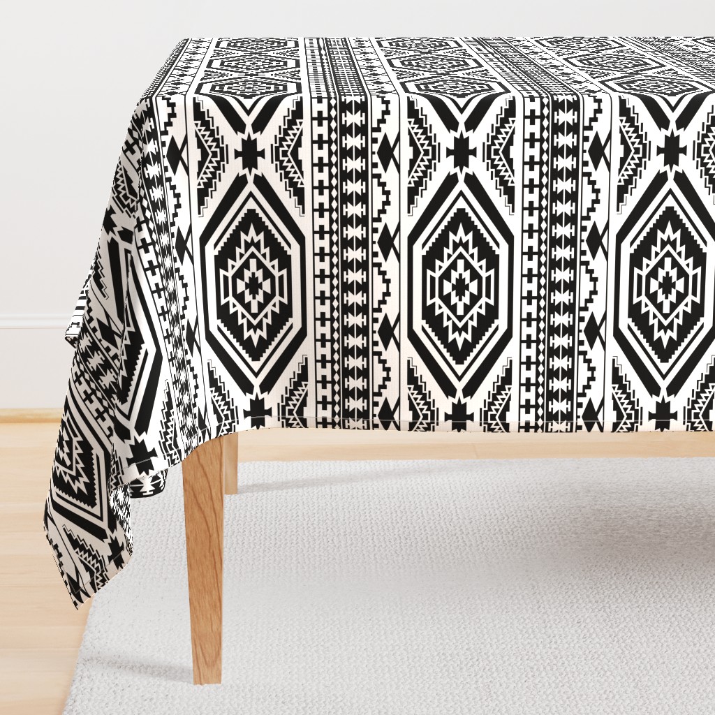 Aztec Geometric Pattern - Black and White, perfect repeats