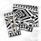 Aztec Geometric Pattern - Black and White, perfect repeats